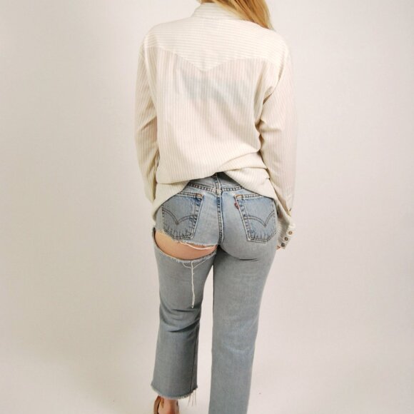 70s Western Button Down ( L) vintage striped ranchwear western rodeo dress shirt - Picture 3 of 8